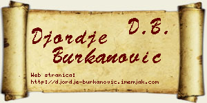 Đorđe Burkanović vizit kartica